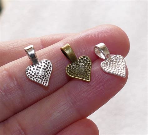 20x Heart Shape Glue On Bails For Pendants Silver Bronze Tone Etsy