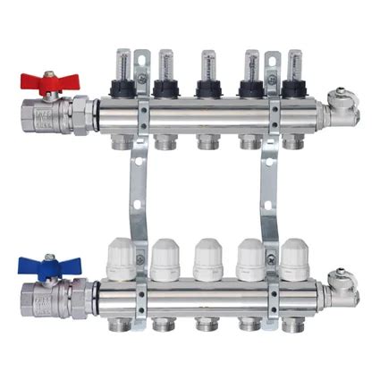 Brass Floor Heating Radiant Heat Manifold With Ball Valve And Flow