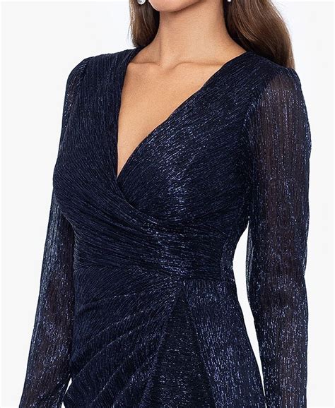 Betsy And Adam Petite Metallic Knit Long Sleeve Gown Macys