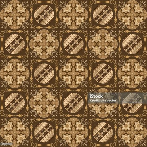 Motif Lingkaran Vintage Pada Desain Batik Dengan Desain Warna Cokelat ...
