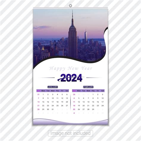 Plantilla de diseño de calendario de pared 2024 Vector Premium