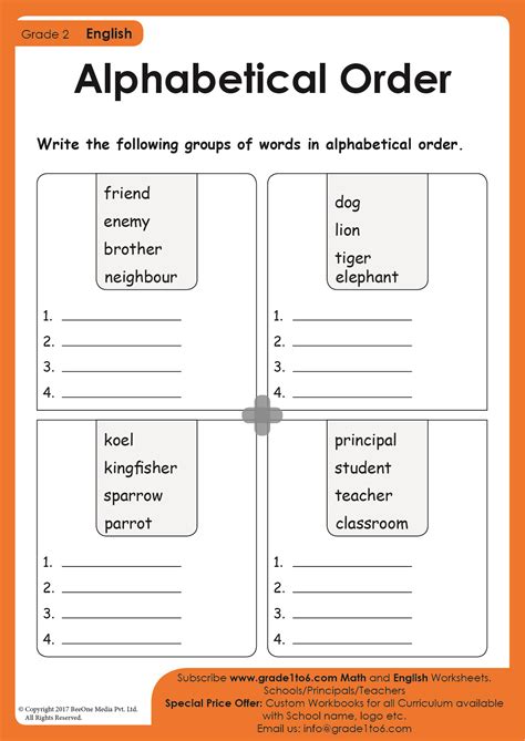 Alphabetical Order Worksheets