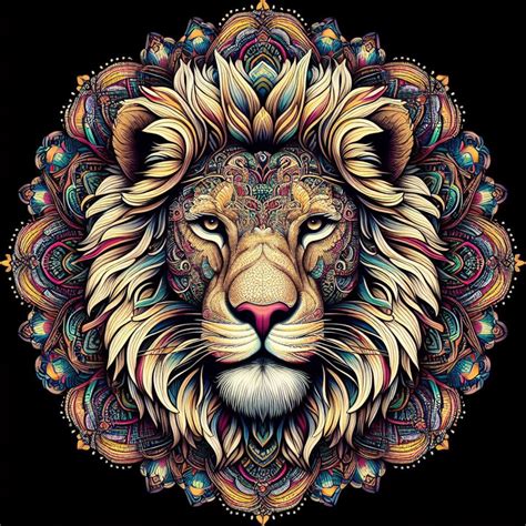 Lion Digital Art mandala Art Form Daily Printable - Etsy