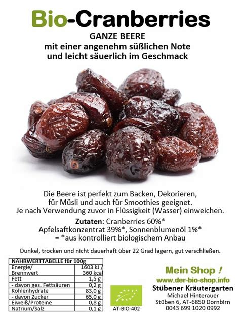 Cranberry Cranberries ganz Bio Großmenge 1 x 11 30kg