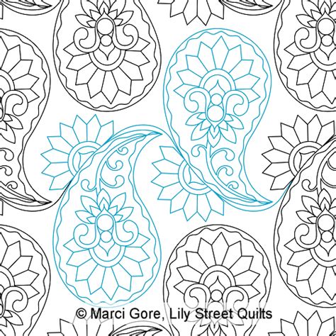 Lily Street Digitized Longarm Quilting Patterns Dahlia Paisley E2e