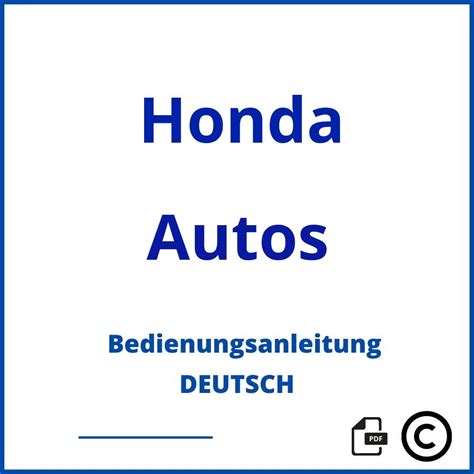 Bedienungsanleitung Honda Autos Anleitung - Deutsch PDF