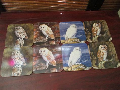 Cork Backed Coaster Set Of Eight Coasters Owls Etsy UK