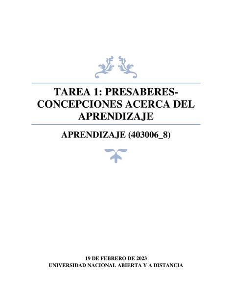 Tarea Presaberes Tarea Presaberes Concepciones Acerca Del