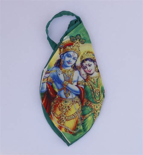 Handled Green Radha Krishna Printed Japa Mala Potli Bag At Rs 25 Piece