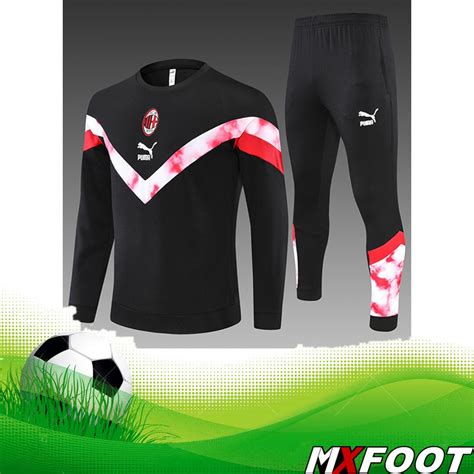 Promo Nouveau Ensemble Survetement De Foot Milan Ac Enfant Rouge