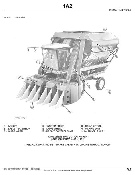 John Deere Agriculture Cotton Picker 9940 Parts Catalog Manual PDF