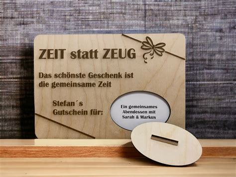 Zeit Statt Zeug Gutschein Geschenk Personalisiert Etsy De