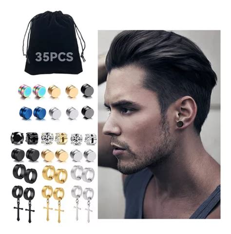 Piezas Aretes Falsos Piercing Hombre Im N Acero Cruz Mercadolibre