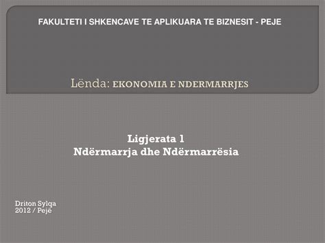 Ppt L Nda Ekonomia E Ndermarrjes Powerpoint Presentation Free