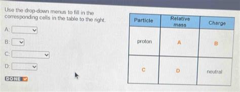 Solved Use The Drop Down Menus To Fill In The Corresponding Cells In