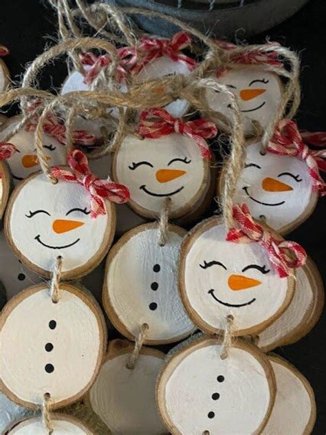 Snowmansnowwoman Wood Slice Ornaments Etsy Canada In 2024