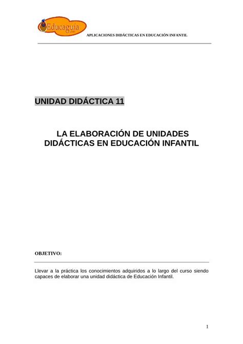 PDF LA ELABORACIÓN DE UNIDADES DIDÁCTICAS DIDÁCTICAS EN EDUCACIÓN