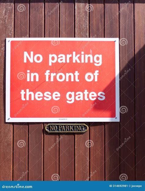 No Parking In Front Of Gates Sign Stock Image Image Of Entrance