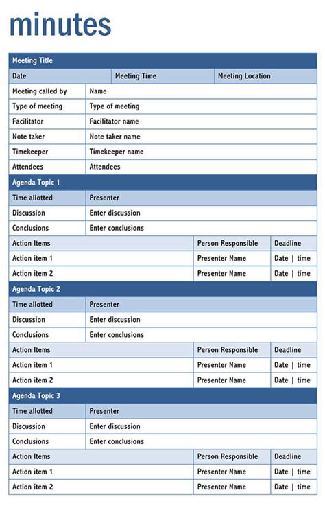 22 Free Meeting Minutes Templates For Word Board Llc