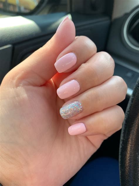 Pink And Glitter Pink Gel Nails Blush Pink Nails Pink Sparkle Nails