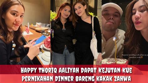 Happy Thoriq Dan Aaliyah Dinner Bareng Kakak Zahwa Dapat Surprise Kue