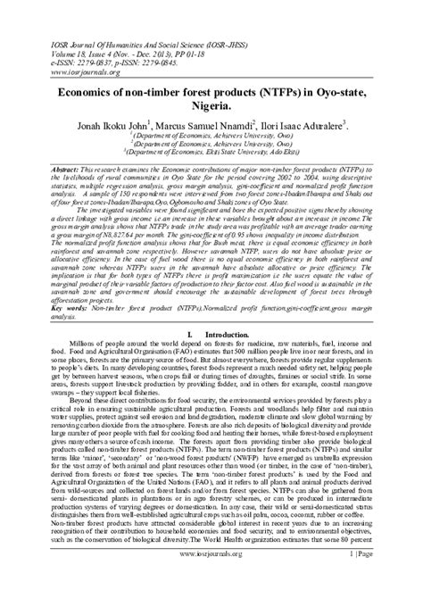 (PDF) Economics of non-timber forest products (NTFPs) in Oyo-state ...