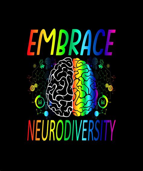 Embrace Neurodiversity Brain Adhd Autism Awareness Ver3 Drawing By Thepassionshop Fine Art America