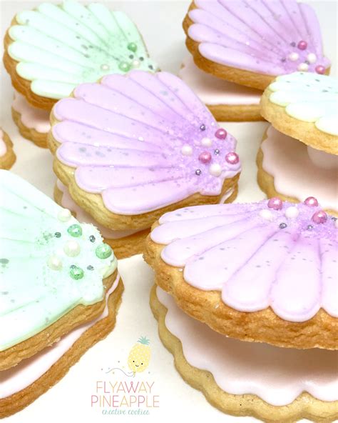 Under The Sea Cookies Mermaid Party Clam Shell Cookies Oyster Pearl