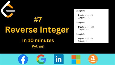 Reverse Integer Leetcode 7 Python Hindi YouTube