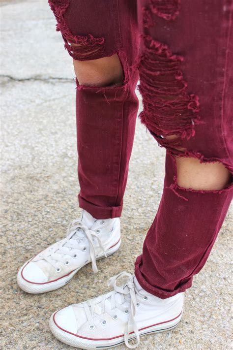 Jo's Styling: Burgundy Ripped Jeans