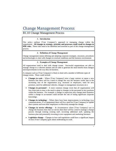 Free 11 Change Management Samples In Doc Pdf