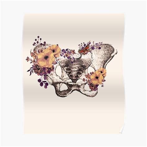 Póster Pelvis femenina floral feminismo anatomía arte anatómico