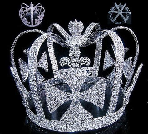 The Mardi Gras Royal Silver Rhinestone Full Mens King Crown Kings