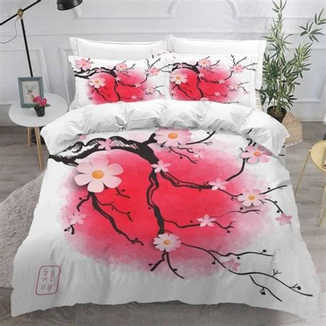 Housse De Couette X Fleurs De Cerisier Parure De Lit Personnes