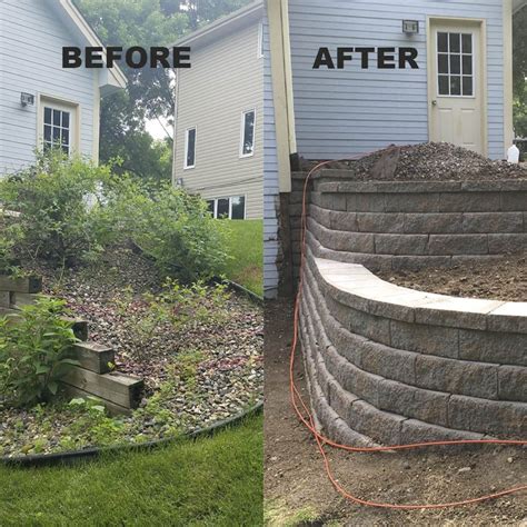 Retaining wall (before & after) | Retaining wall, Concrete block ...