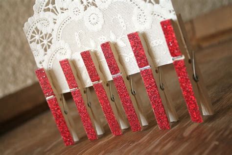 Items Similar To Large Red Glitter Clothespins On Etsy