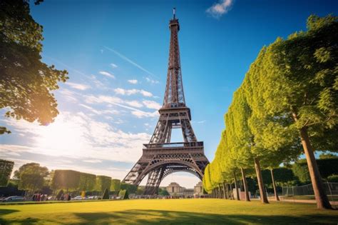 Premium AI Image Glimpsing The Majestic Eiffel Tower At Champ De Mars