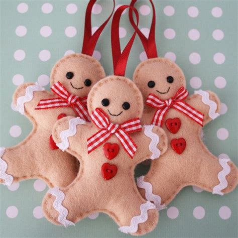 Set Of Gingerbread Man Felt Tree Ornaments Artesan As Navide As