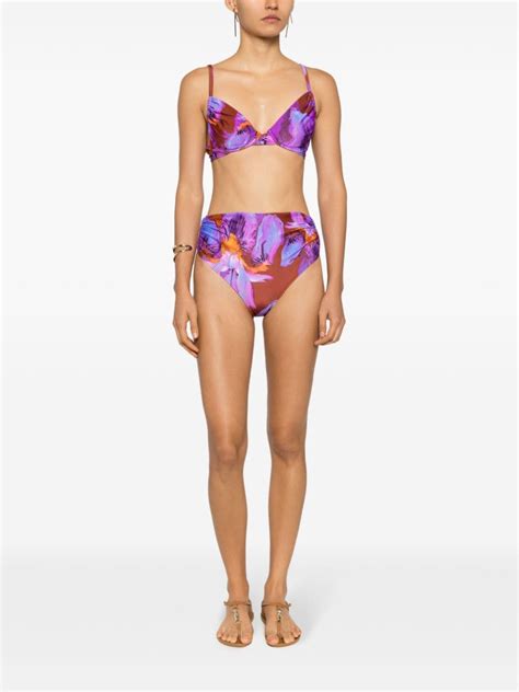 Lenny Niemeyer Herta Floral Print Bikini Top Purple Farfetch