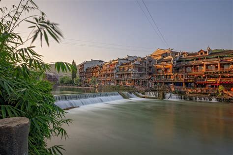 Cascade On The Tuo Jiang River In Feng Huang Editorial Photography