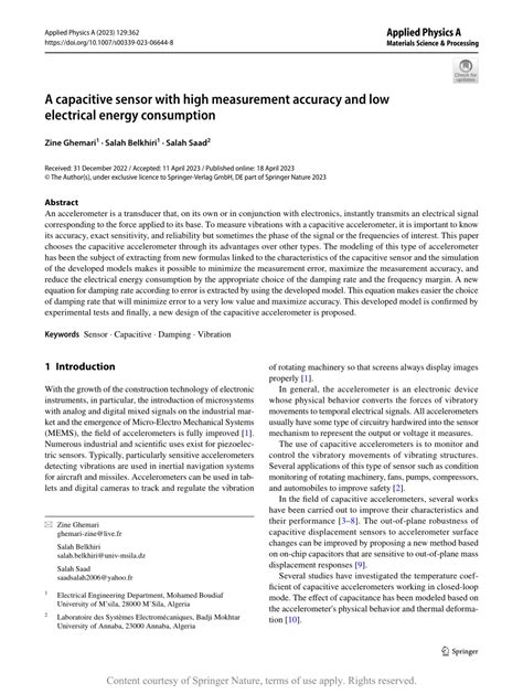 A Capacitive Sensor With High Measurement Accuracy And Low Electrical