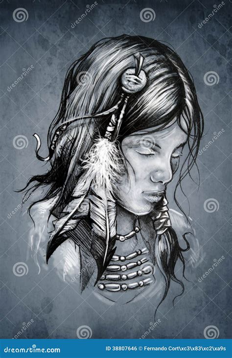 Native American Woman Tattoo