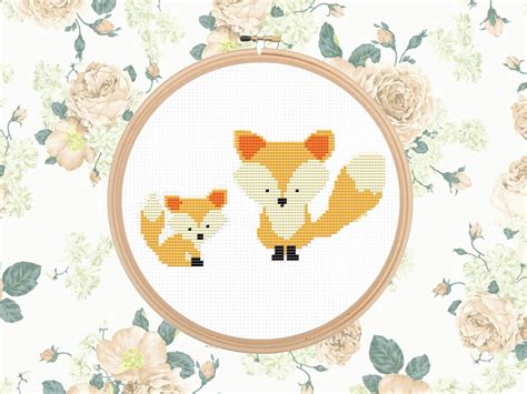 Fox Embroidery Kit Fox Cross Stitch Kit Fox Xstitch Kit Etsy