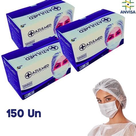 Kit 150 Máscaras Descartáveis Tripla Epi Confortável Anvisa MercadoLivre