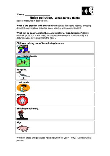 Noise Pollution Activity by Lia - Teaching Resources - Tes