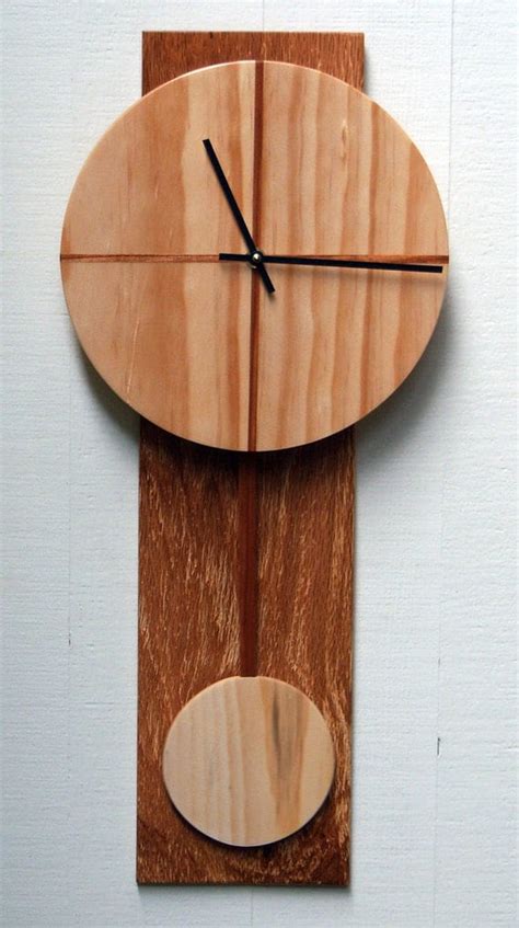 Modern Wood Wall Clock with Pendulum by djwubs on Etsy