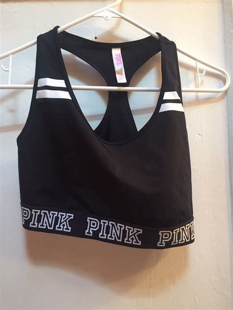 Black Victoria Secret Pink Sport Bra Size L Pink Sports Bra Sports Bra