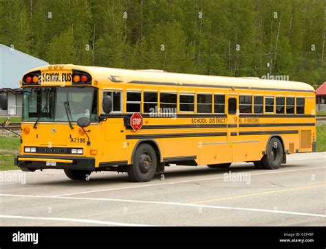 Canadian School Bus Revelstoke British Columbia Canada Stock Photo