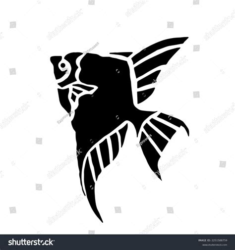 Fish Silhouette Black Color Outline Isolated Stock Vector (Royalty Free ...