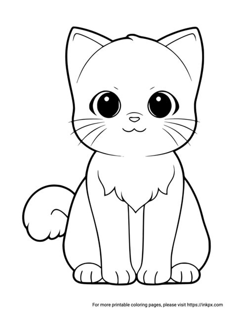 Free Printable Cute Cat Coloring Page · InkPx